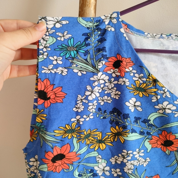 💚 Blue Floral Jersey Top - Picture 3 of 14